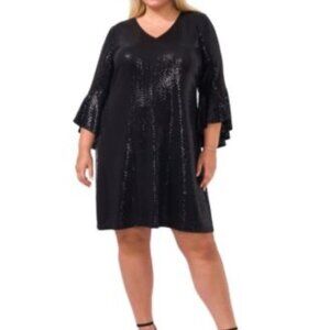 Sequined Flounce Sleeve Mini Dress